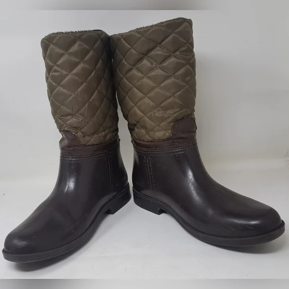 Storm By Cougar Women's Sassy Rain Boots Boot Olive Quilted Buckle Size 9  US - Picture 13 of 14